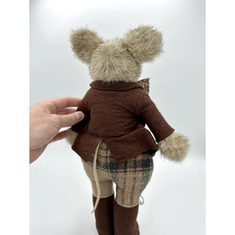 1982 Little Folk G McBride Mouse Plush Dressed England Plaid Waistcoat Outfit